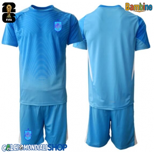Maglie da calcio Spagna Portiere Prima Maglia Bambino Mondiali 2026  Manica Corta + Pantaloni corti)